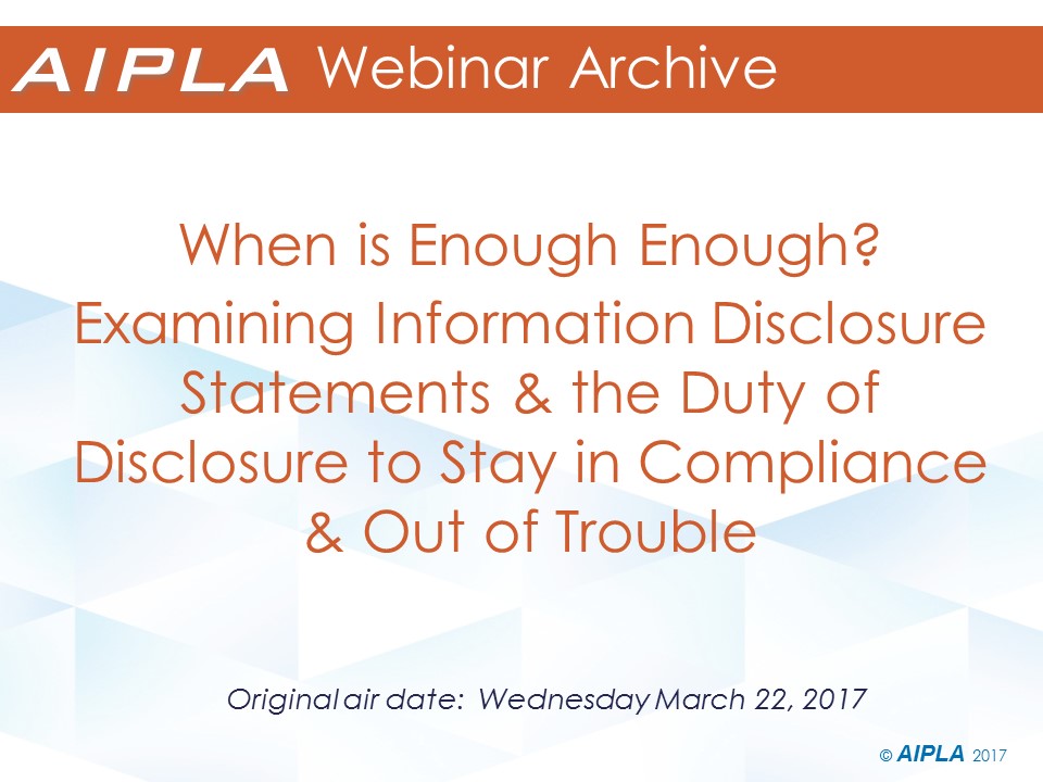 Webinar Archive - 3/22/17 - Examining IDSs and the Duty of Disclosure to Stay in Compliance and Out of Trouble